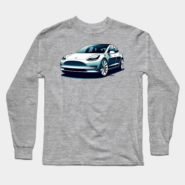 Tesla Model 3 Long Sleeve T-Shirt by Vehicles-Art